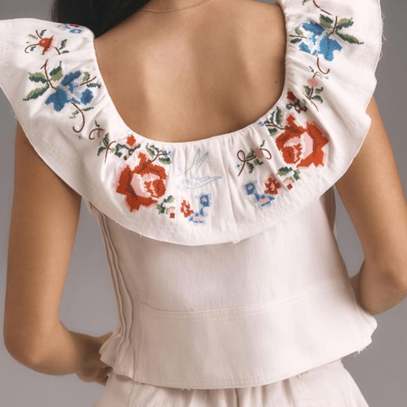 Pilcro white embroidered top size small - Picture 2 of 12